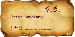 Iritz Barakony névjegykártya
